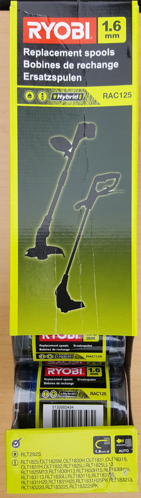 Trimmerspule Für Ryobi RAC125 & RLT1830H13 | 3x1,6 Mm Schnur, 6 Stück | Einfacher Wechsel Ohne Werkzeug