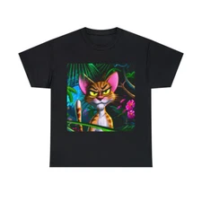 T Shirt Unisex Adult Tropical Print Grumpy Cat Pet Lover Unique Funny Novelty