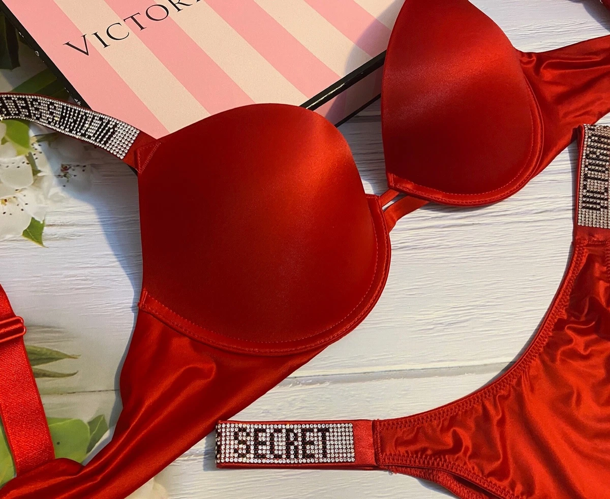 Victoria's Secret, Intimates & Sleepwear, Victorias Secret Rhinestone  Very Sexy Red Push Up Bra Size 34b