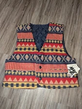 Vintage Bmax Aztec Southwestern Vest Wool Nylon Men's Size Medium Reversible NWT