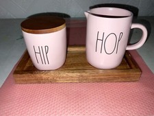 Open Box Rae Dunn Sugar Cream Sugar Bowl and Creamer Set Magenta Ceramic