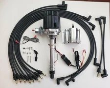 Small Female Cap CHEVY 327 350 HEI Distributor + Wires under exhaust + 60k Coil