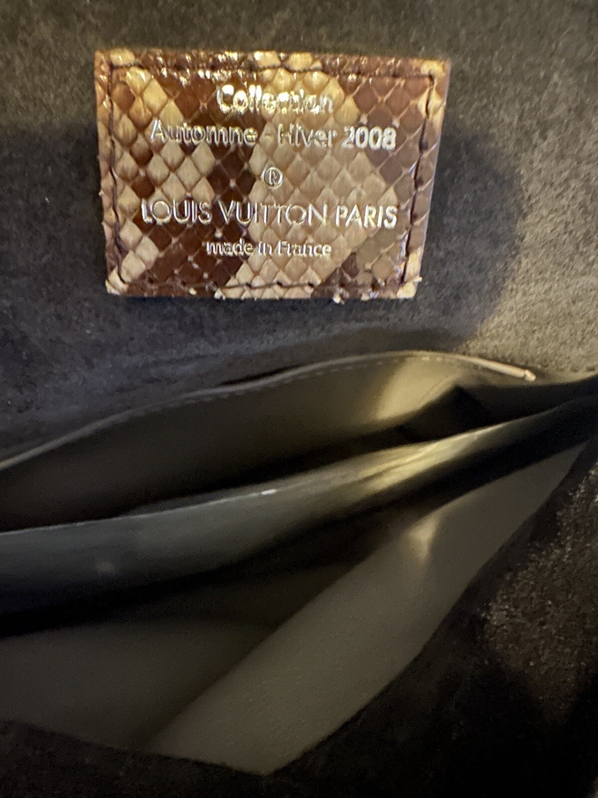 Authentic Louis Vuitton Black Suede Python Handba… - image 3