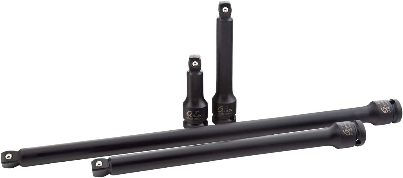 US SUNEX TOOLS 2504 1/2 Inch Drive Impact Extension Set 4 Piece SAE 3 Inch 15 In