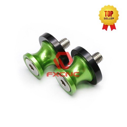 FXCNC 8mm Swingarm Sliders Spools Stand Bobbin For 13-14 Ninja ZX-6R 636 Green - Picture 1 of 8