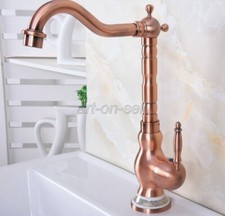 Deck Mount Bathroom Basin Antique Red Copper Sink Tub Faucet 1 Handle Mixer Tap