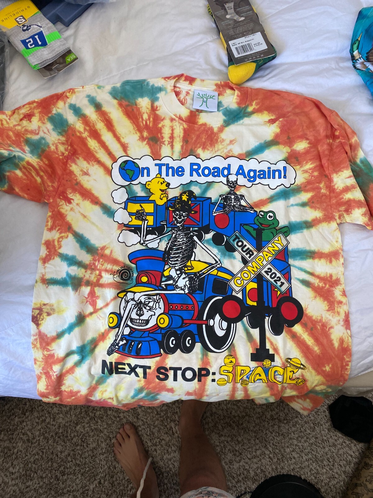 Vintage Online Ceramics On The Road Again Tie Dye Tee Men's Large NWT-image