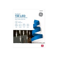 GE StayBright 150-Count Constant White Mini LED Plug-In Christmas Icicle Lights
