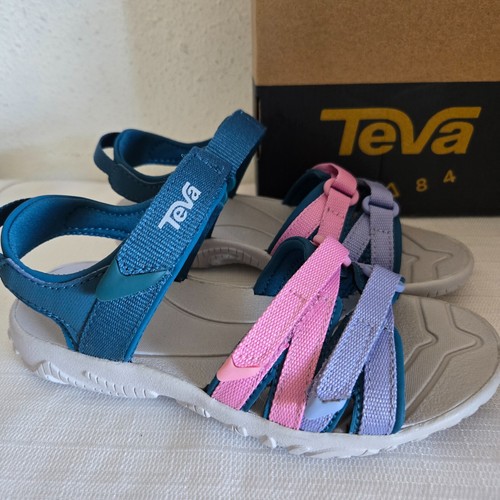 NEW LITTLE GIRLS KIDS SIZE 12 TEVA TIRRA BLUE CORAL MULTI SPORT SANDALS 1019395C - Picture 2 of 6