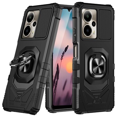 For AT&T Motivate Pro 5G Case Armor Ring Magnetic Stand Cover+Tempered Glass