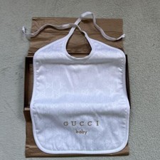 GUCCI Baby Bib White GG Monogram Cotton Made in Italy w/Box
