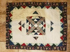 Quilted Quilt Pillow Sham Cover Patchwork Flowers Floral 20" x 26"