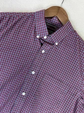 Nordstrom Tech-Smart Shirt Men's Medium Trim Fit Red Plaid Button Down Stretch