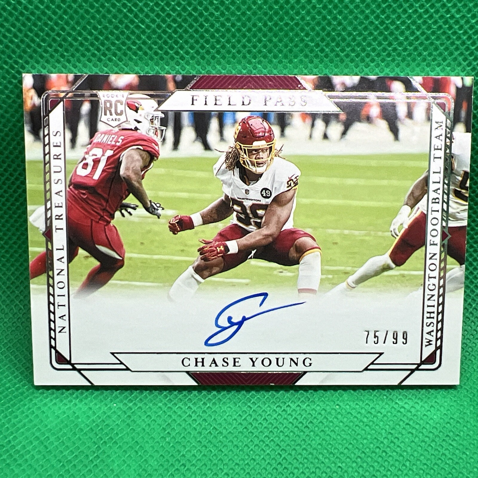 2020 Panini National Treasures Field Pass # /99 CHASE YOUNG Rookie Auto  #FP-CY