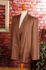 Blazer Vintage Original Anni '80 Marrone Seta Elegante Semplice M