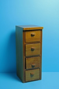 Dollhouse Miniature Office 4 Drawer Wood File Cabinet In Walnut T6635 2 Ebay
