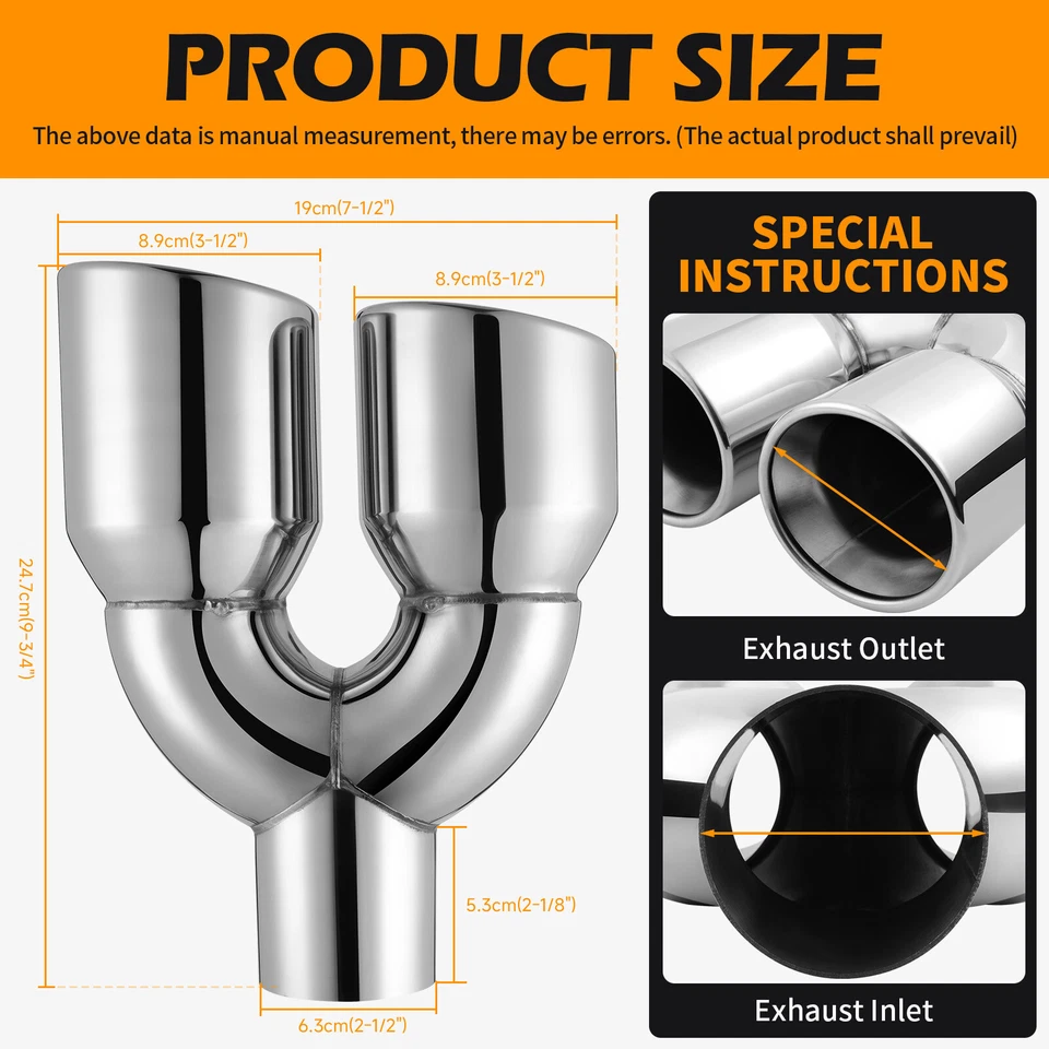 Par de puntas de silenciador de 2,5" a 3,5" doble pared inclinada corte para Mercedes-Benz CLA180 Foto 2 de 4