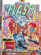 CORBELLIC CUBISM 16X20 THE FLASH COMIC BOOK LARGE PORTRAIT COVER ART PAINTING