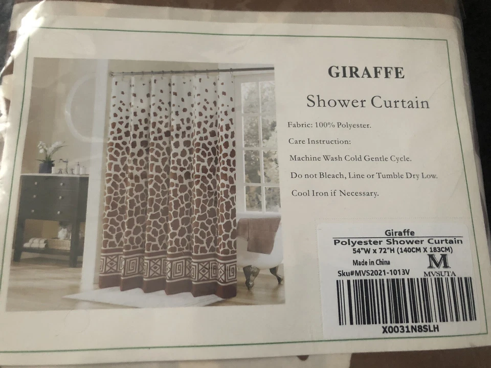 Safari Giraffe Print Bathroom Shower Curtain Brand New 54”W 72”H 11424S1D - Image 4 of 4