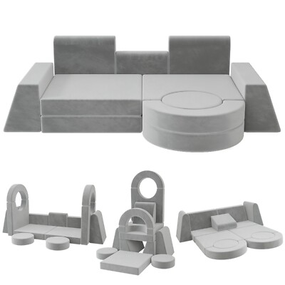 13 pcs Modular Convertible Foam Folding Couch Toddler Playset Kids Play Sofa
