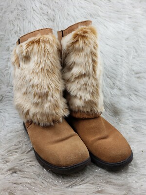 CHEEKS Tony Little Brown Faux Fur Casual Boots Size 7.5