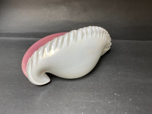 Murano Glas Muschel Muschel Barbini Stil weiß mit lila Innenraum 7" B-5" T-3,75" H - Bild 5 von 8