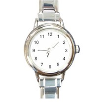 Customize Round Italian Charm Watch Stainless Steel Batteries Included