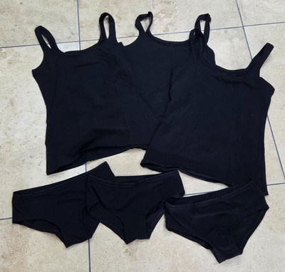 Wäschepaket 6Teile =3 Unterhemden/Tops und 3 Slips schwarz Gr. S Baumwolle Lisca