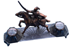 Encrier en régul 10 x20 cm spahis à cheval vues d'Alger sur les encriers