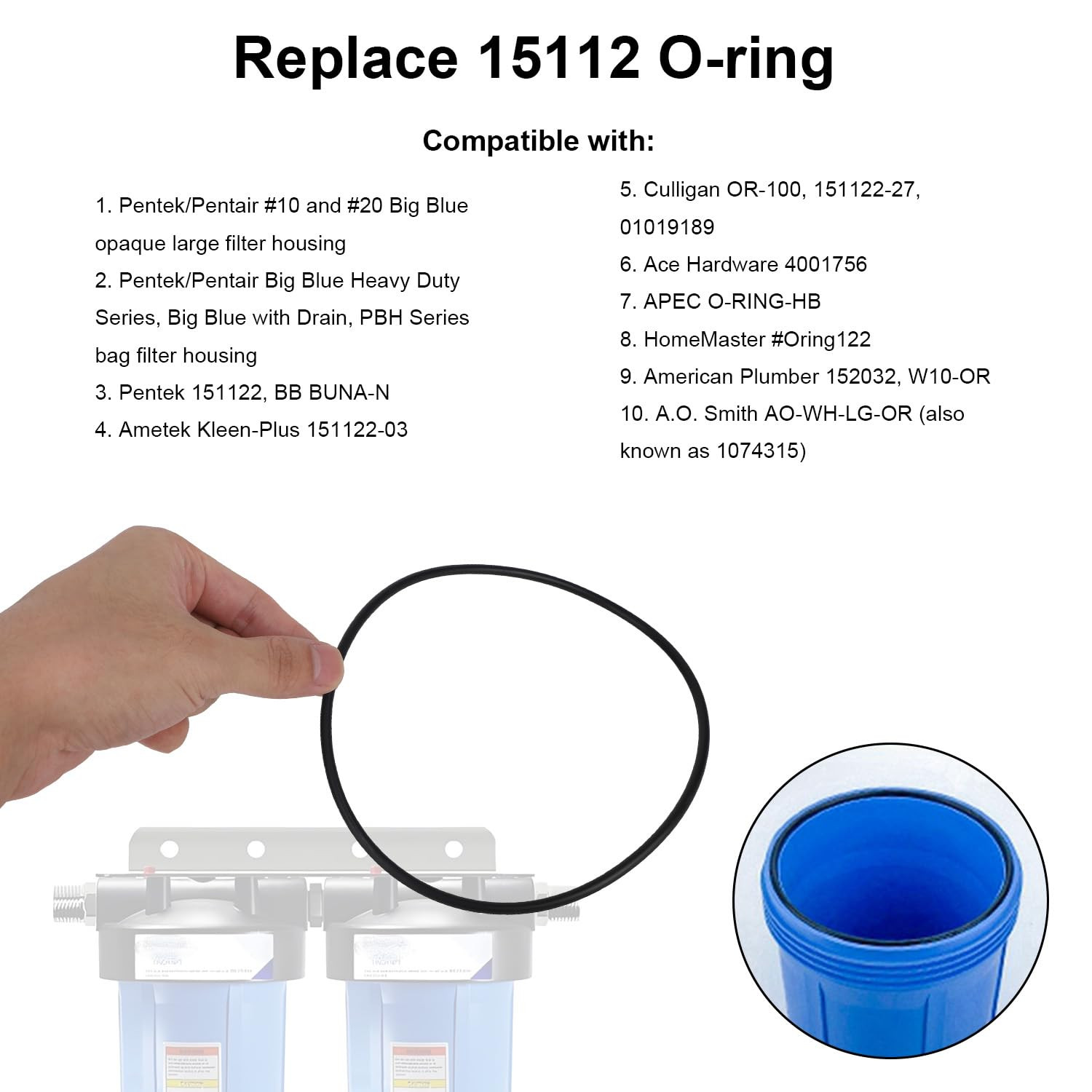 3Pcs 151122 Water Filter O-Ring Replacement, Nitrile Rubber O-Ring Compatible wi