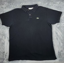 LACOSTE Polo Shirt Men's Large Black Classic Fit Cotton Croc Logo Casual Golf