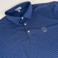 Peter Millar Summer Comfort Mens XL Blue Striped Short Sleeve Golf Polo Shirt