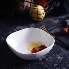 Pure White Tableware Fruit Square Salad Bowl Multi-functional Soup Bowl
