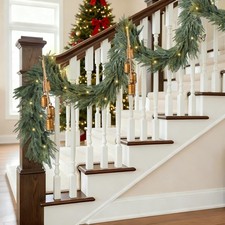 9 Ft Christmas Garlands with Lights and Bells Real Touch Norfork Pine Garland...