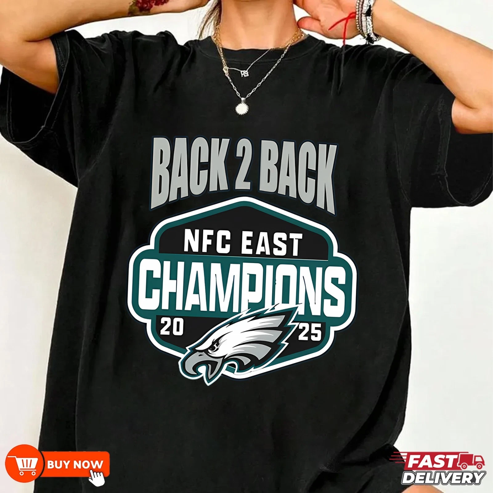 Philadelphia Back To Back 24-2025 NFC East Champion TShirt - Full Size