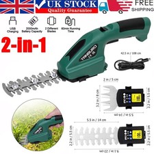 Garden Cordless Hedge Trimmer Handheld 7.2V 2 in 1 Mini Electric Grass Shears