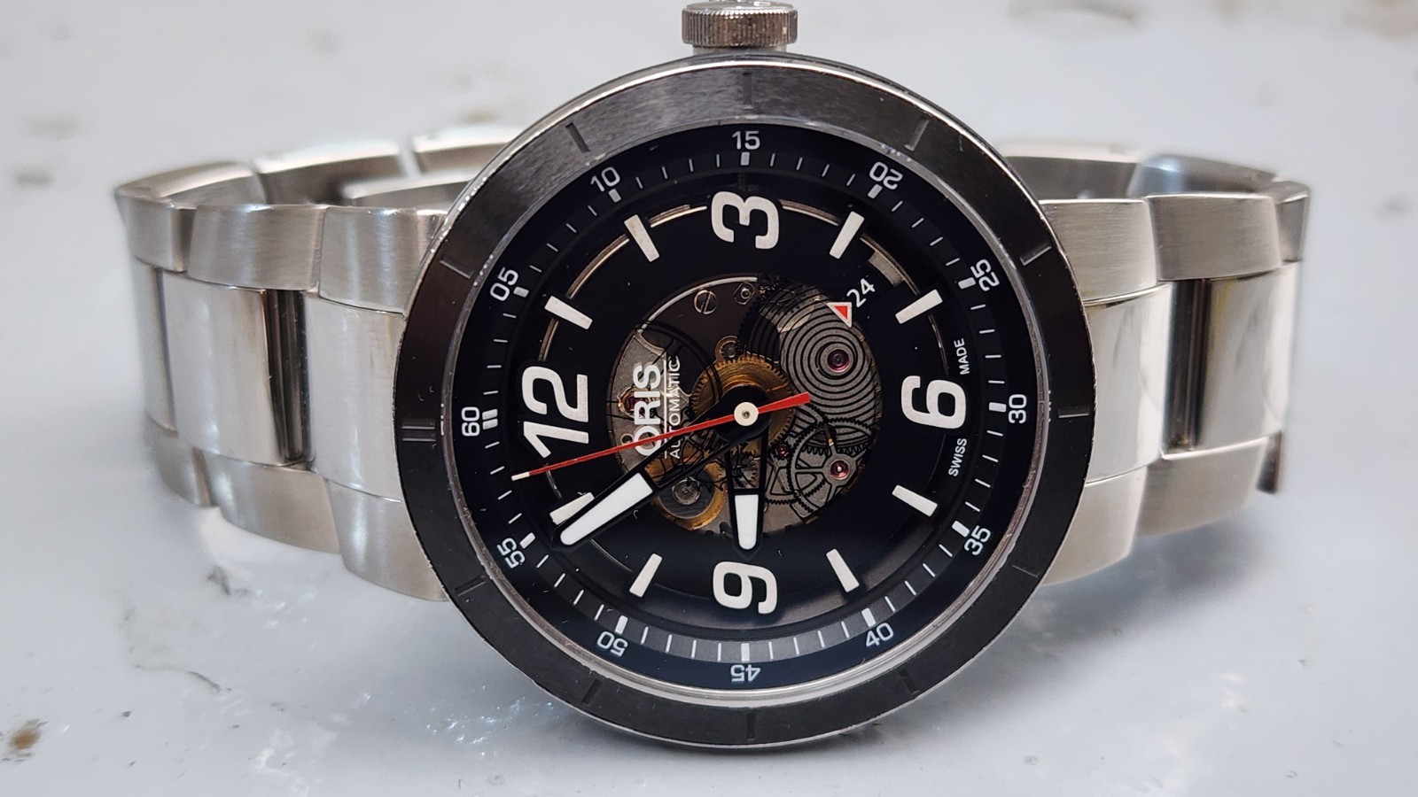 Rare Oris Tt1 7668 Automatic Skeleton 42mm Men's Watch 