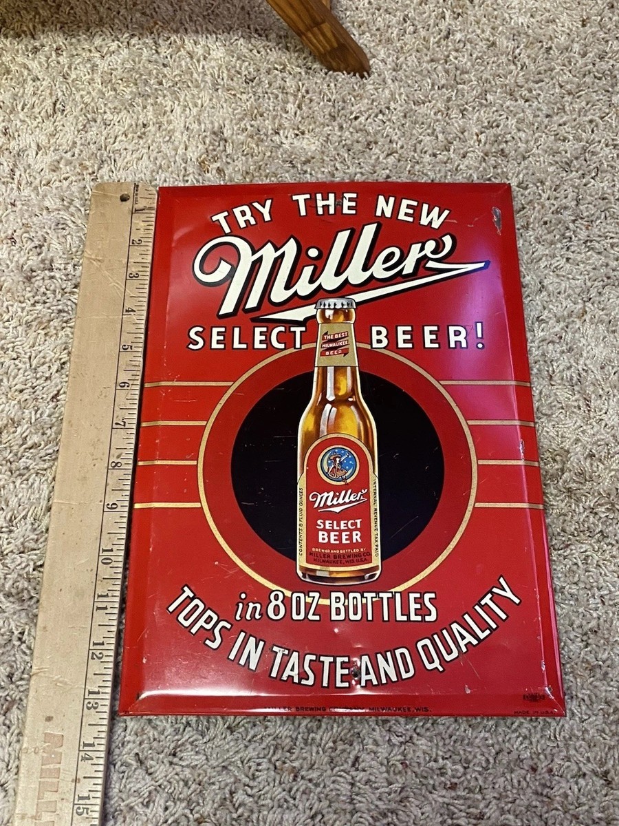 Miller Select Beer Tin Over Cardboard Sign Rare Miller