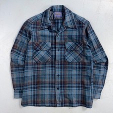 Pendleton Board Shirt Mens S 1960s Plaid Wool Long Sleeve VTG USA Loop Collar