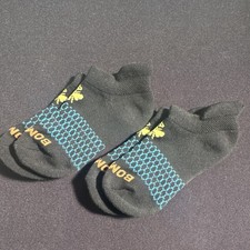 Bombas Unisex Kids XS No-Show Socks Black Blue Yellow Geometric 4 Pairs