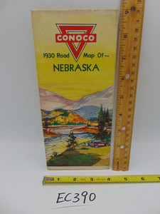 1930 Conoco Motor Oil Gasoline Nebraska Highway Road Map Great Graphics