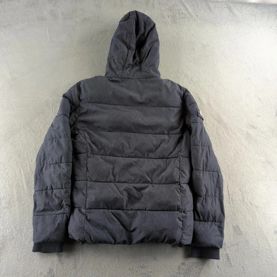 Superdry Chaqueta Hombre Abrigo de Invierno Forrado de Vellón con Capucha Gris Medio Puffer Foto 2 de 4