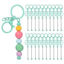 20Pcs Beadable Keychains, DIY Beaded Keychain Making Kit, Mint Green
