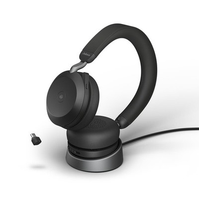 Jabra Evolve2 75, kabelloses PC-Headset mit Ladedock, 8-Mikrofon-Technologie