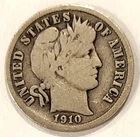 Barber Dime; 1910 S circulated, strong date and mint mark