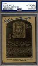 Willie Mays PSA DNA Signed Rare Gold Metallic HOF Plaque Autograph