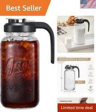 Glass Pitcher Water Jug with Lid Filter 64oz Leakproof Durable Home Bar