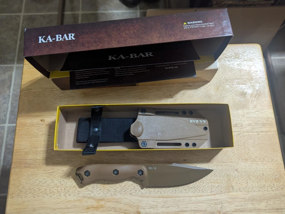 Cuchillo de hoja fija Ka-Bar Becker Harpoon bronceado (4,5" bronceado) BK18 ¡TOTALMENTE NUEVO SIN USAR! Foto 4 de 4