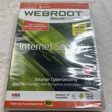New Webroot SecureAnywhere Internet Security Antivirus Windows Mac 3 Devices