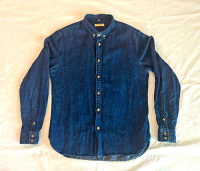 Levi s Made & Crafted Chambray Linen Shirt Men s Size 2 Blue Button Up USA